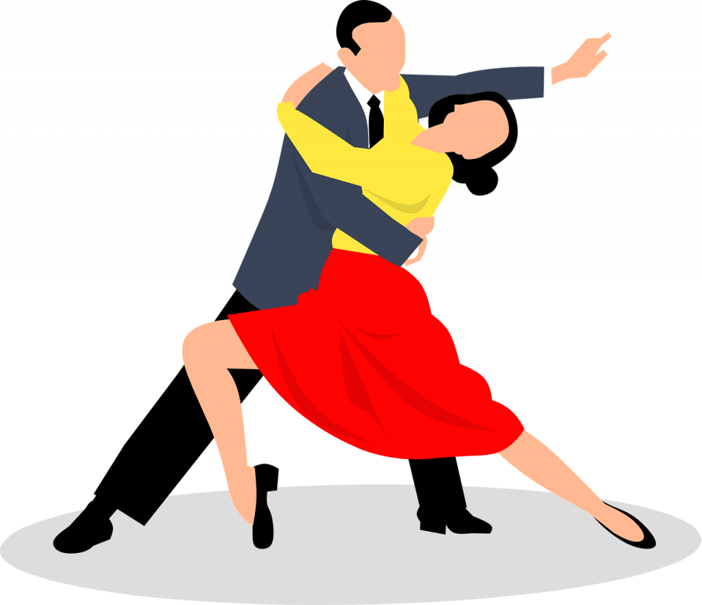 A drawing of two people dancing salsa