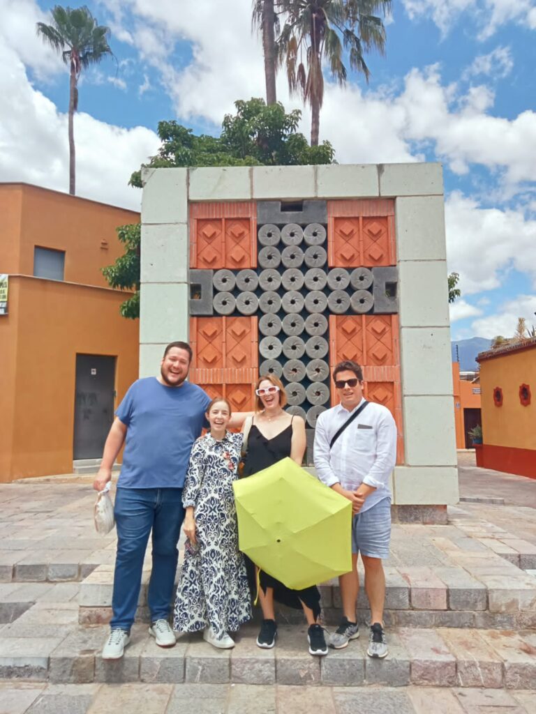 People enjoying the free walking tour in Oaxaca