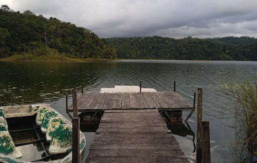 Small dock at lake in Lacandon jungle